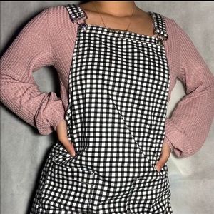gingham overall dress